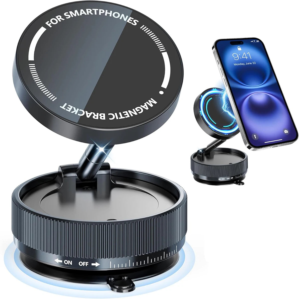 MagSafe Vacuum Magnetic Car Mount – Foldable 360° Adjustable Phone Holder