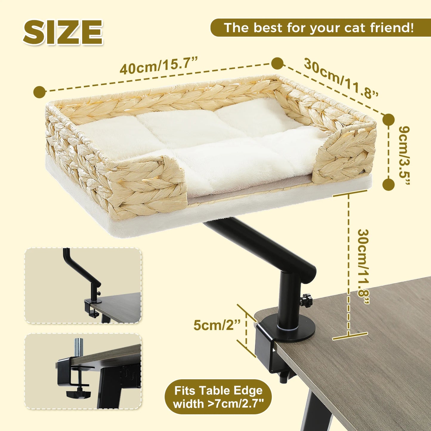 **Rotating Cat Desk Bed – Cozy 360° Cat Hammock**