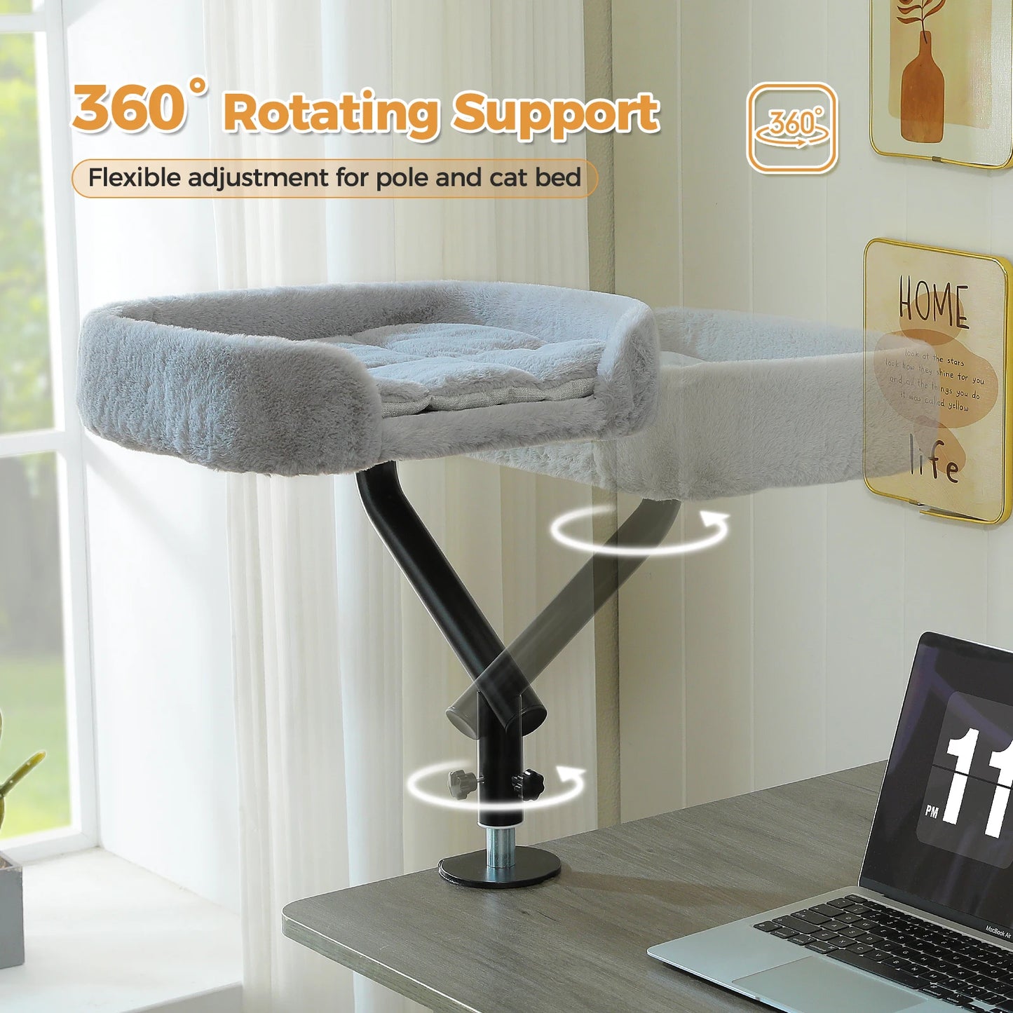 **Rotating Cat Desk Bed – Cozy 360° Cat Hammock**
