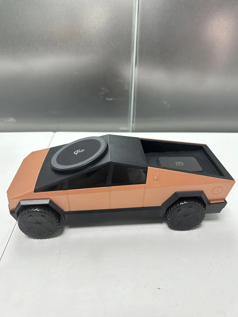 Desktop Cybertruck 3 in 1 Magnetic Fast Wireless Charger Phone Stand For IPhone 16 15 Pro Max, Apple & Samsung Watch Airpods Pro