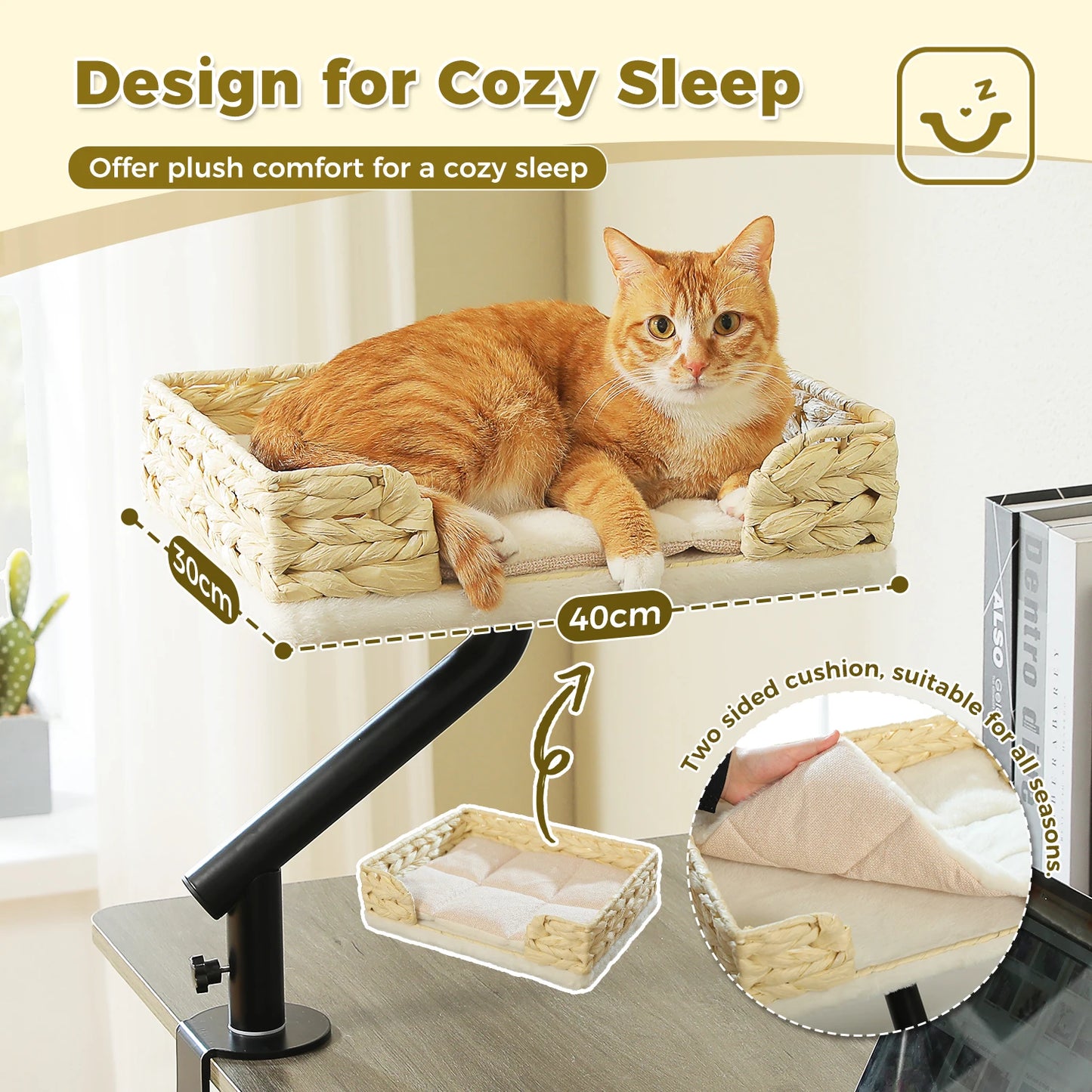 **Rotating Cat Desk Bed – Cozy 360° Cat Hammock**