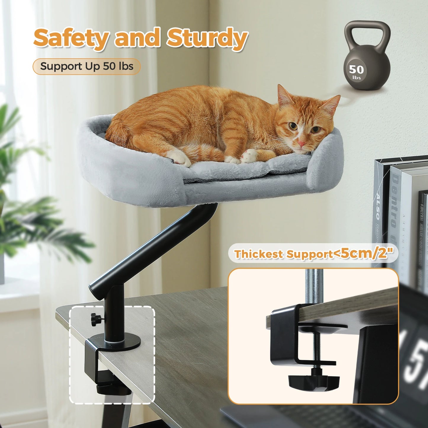 **Rotating Cat Desk Bed – Cozy 360° Cat Hammock**