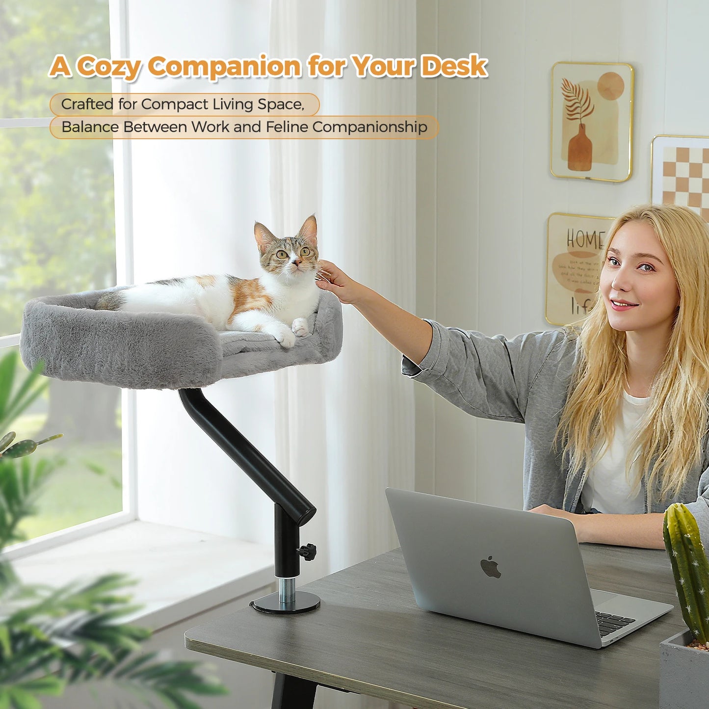 **Rotating Cat Desk Bed – Cozy 360° Cat Hammock**