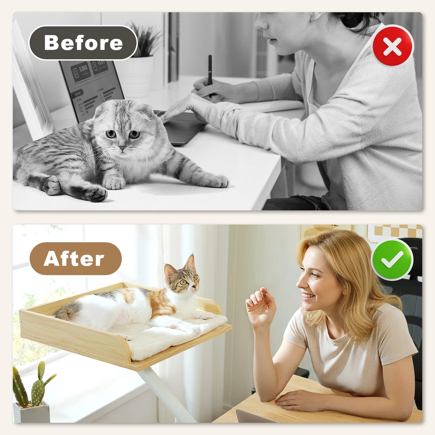 **Rotating Cat Desk Bed – Cozy 360° Cat Hammock**