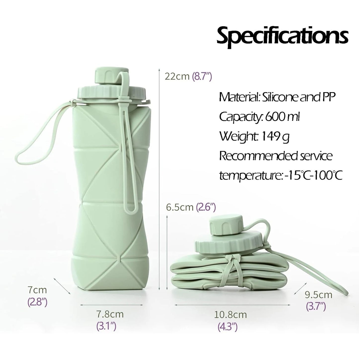 Collapsible Silicone Water Bottle – Leakproof, Foldable Travel & Outdoor Flask