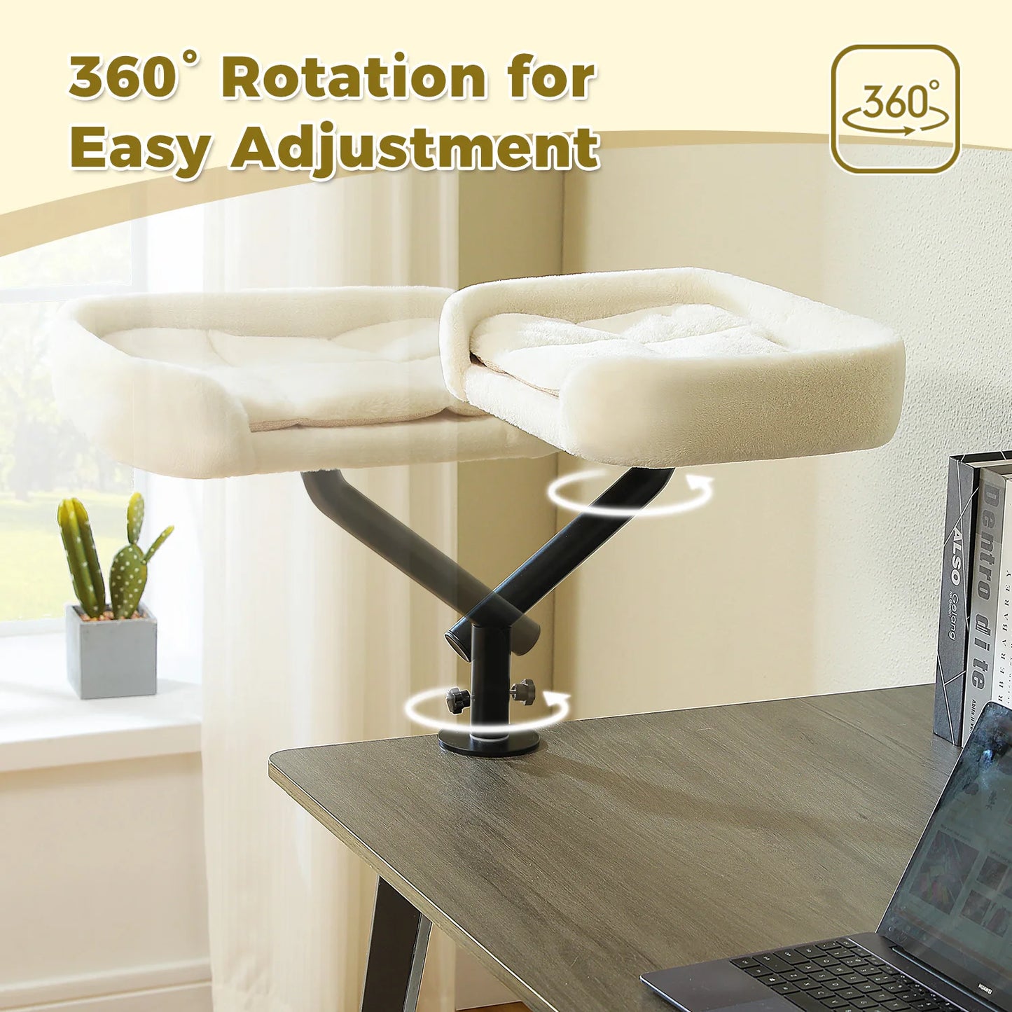 **Rotating Cat Desk Bed – Cozy 360° Cat Hammock**
