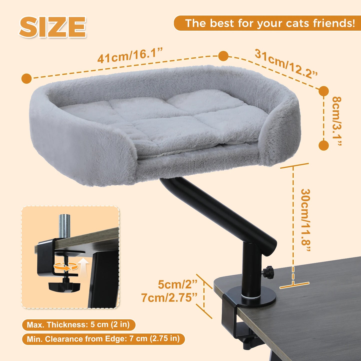 **Rotating Cat Desk Bed – Cozy 360° Cat Hammock**