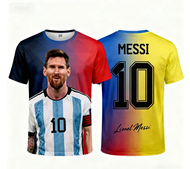 2026 MESSI Men’s Fashion Football T-shirt Summer Fan Commemorative Jersey Style Casual Sports Top with Superstar Print Design