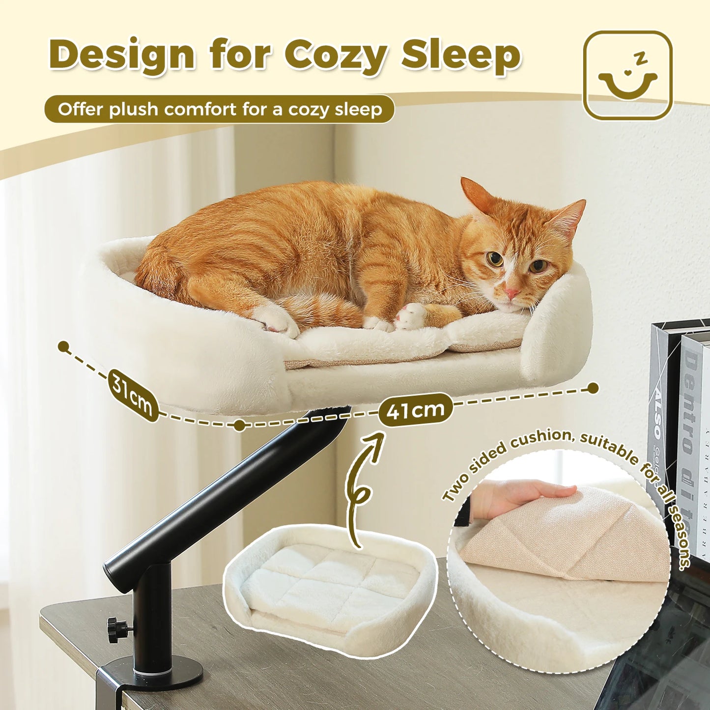 **Rotating Cat Desk Bed – Cozy 360° Cat Hammock**