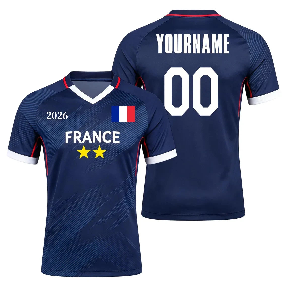 2026 France Flag Print Football Jersey Custom Name Number Quick Dry Sports Tees For Soccer Fans Training Uniform Dropshipping