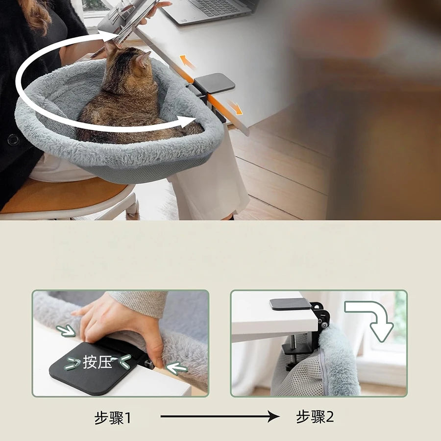 **Foldable Cat Desk Hammock – Cozy Space Saving Cat Perch**