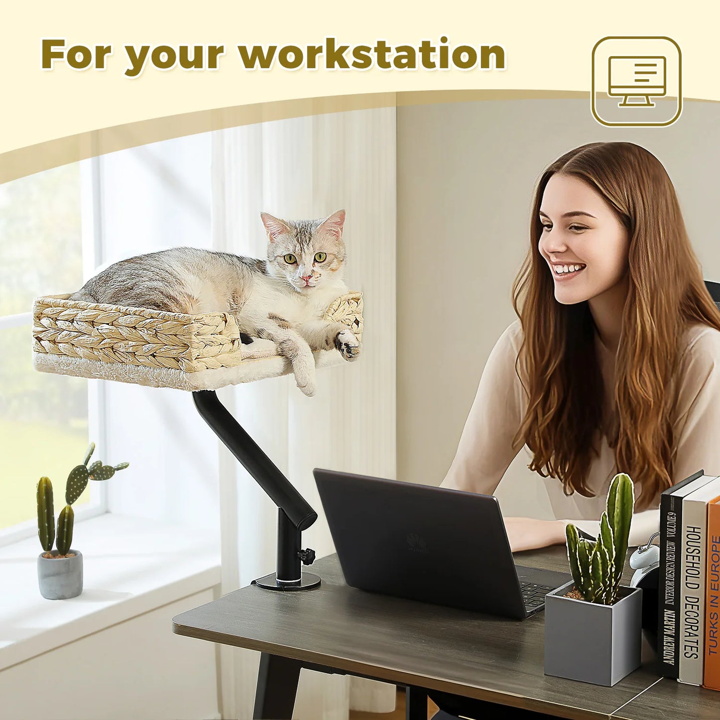**Rotating Cat Desk Bed – Cozy 360° Cat Hammock**