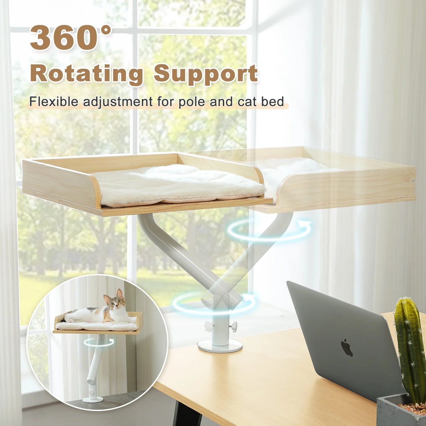 **Rotating Cat Desk Bed – Cozy 360° Cat Hammock**