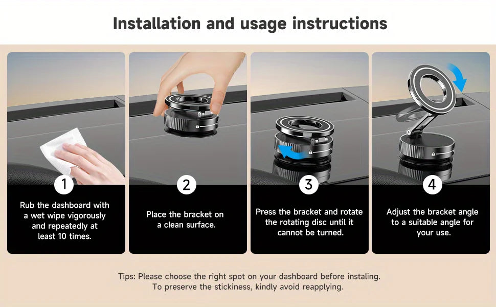MagSafe Vacuum Magnetic Car Mount – Foldable 360° Adjustable Phone Holder