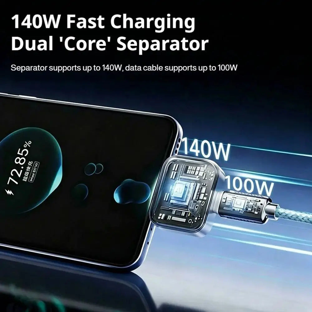140W Smart Auto Disconnect Type-C Charging Adapter with Battery Protection