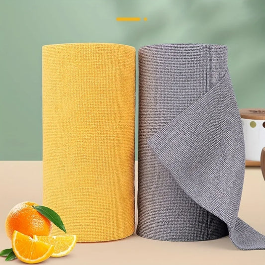1 Roll(12pcs) 25x25CM Disposable Dish Rag, Microfiber Towel Roll, Hand Tear Cleaning Towel, Reusable Washable Microfiber Towel