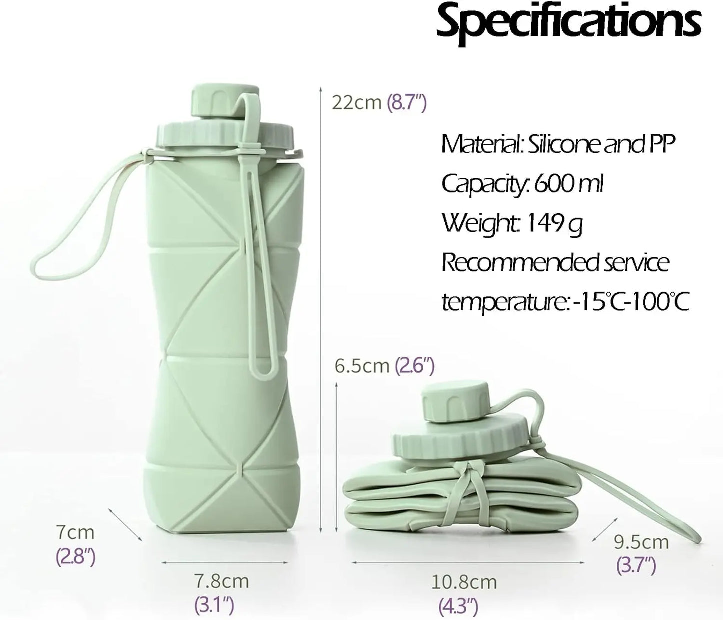 Collapsible Silicone Water Bottle – Leakproof, Foldable Travel & Outdoor Flask