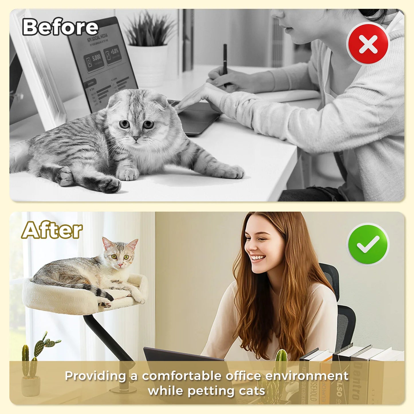 **Rotating Cat Desk Bed – Cozy 360° Cat Hammock**
