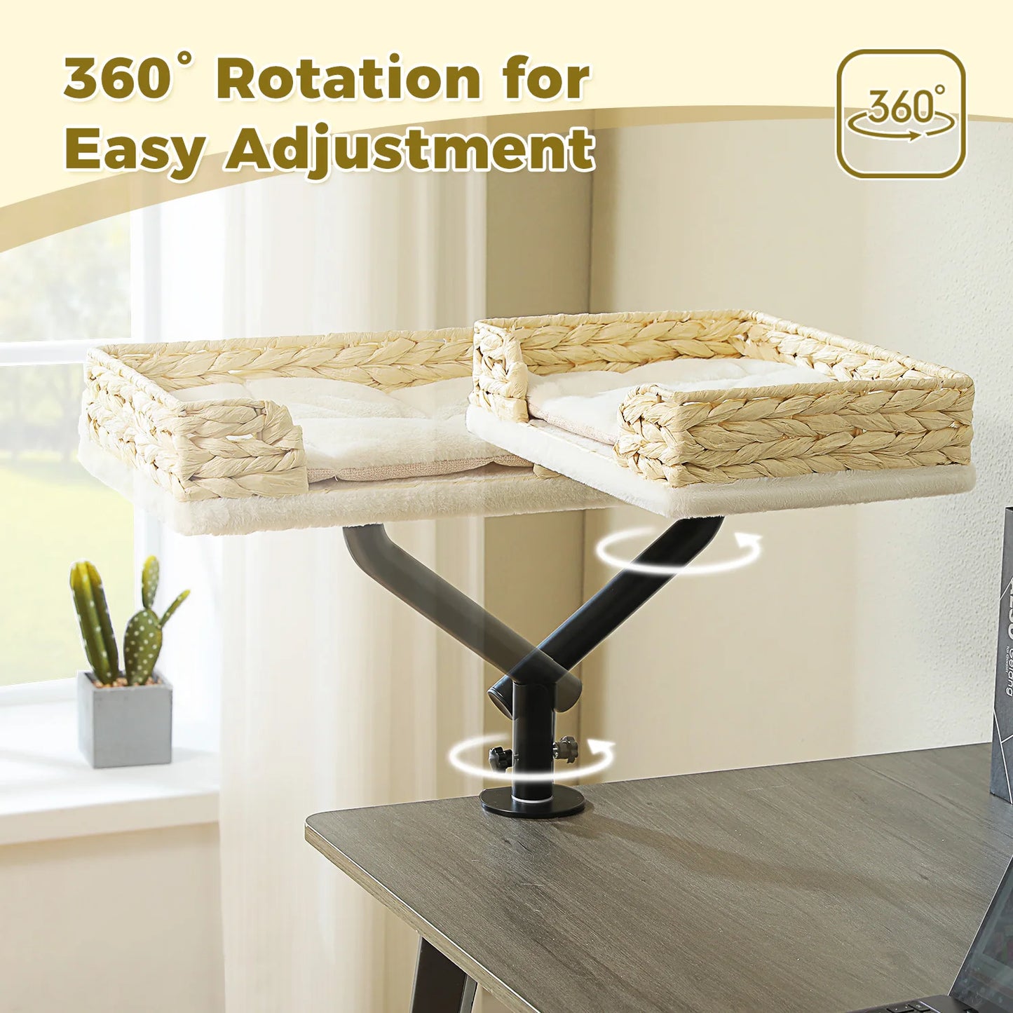 **Rotating Cat Desk Bed – Cozy 360° Cat Hammock**
