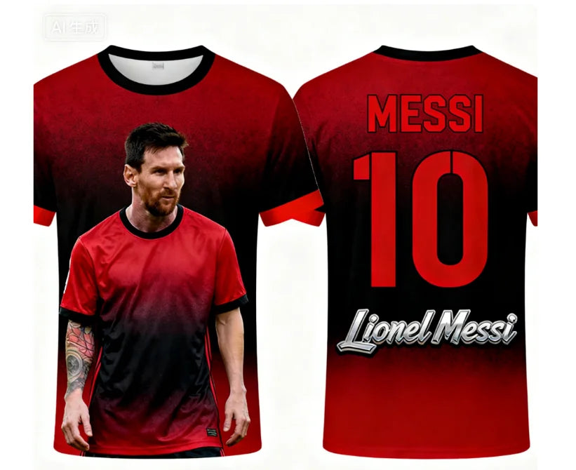 2026 MESSI Men’s Fashion Football T-shirt Summer Fan Commemorative Jersey Style Casual Sports Top with Superstar Print Design