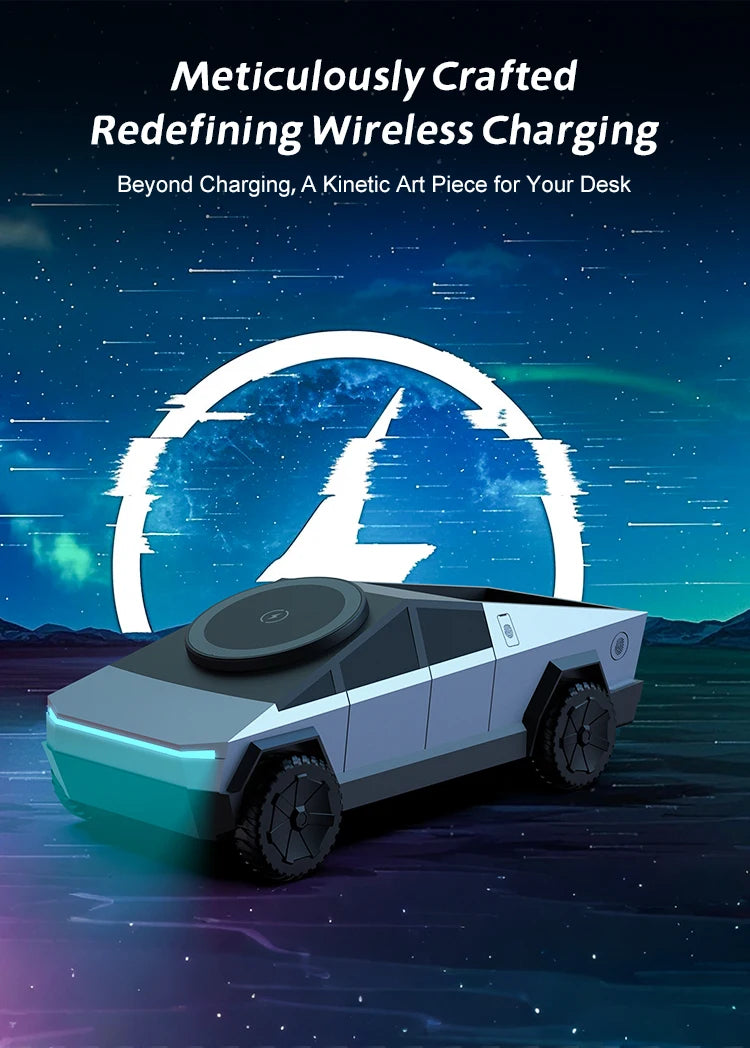 Desktop Cybertruck 3 in 1 Magnetic Fast Wireless Charger Phone Stand For IPhone 16 15 Pro Max, Apple & Samsung Watch Airpods Pro