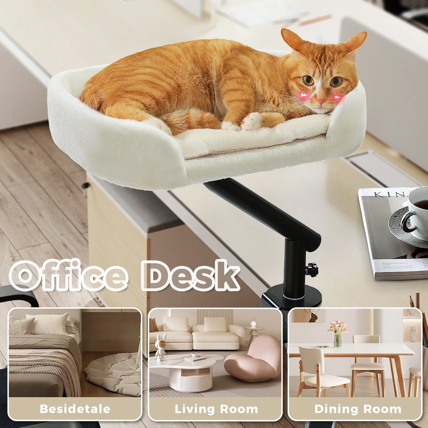 **Rotating Cat Desk Bed – Cozy 360° Cat Hammock**