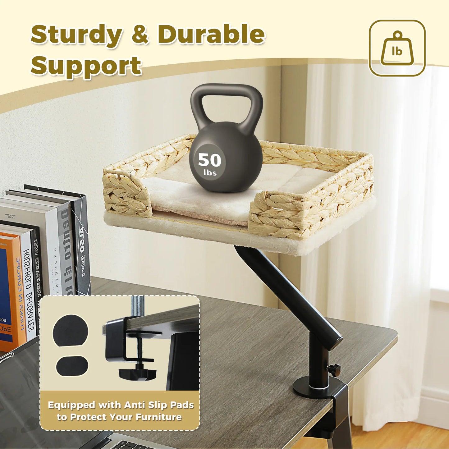 **Rotating Cat Desk Bed – Cozy 360° Cat Hammock**