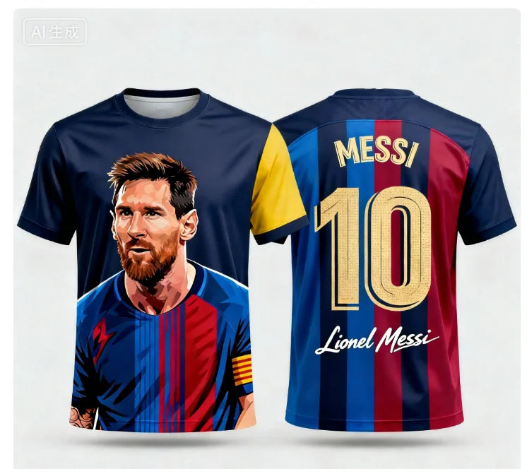 2026 MESSI Men’s Fashion Football T-shirt Summer Fan Commemorative Jersey Style Casual Sports Top with Superstar Print Design