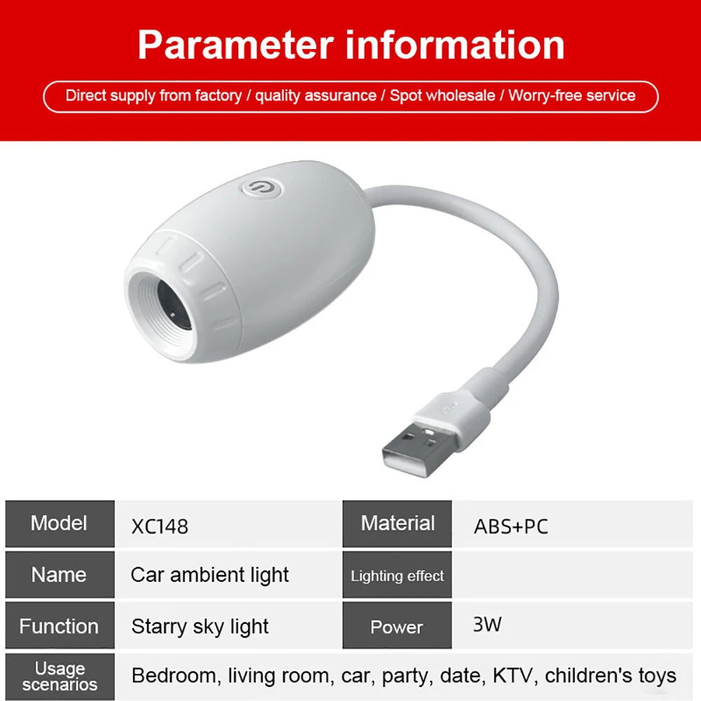 USB Galaxy Star Projector Light for Car