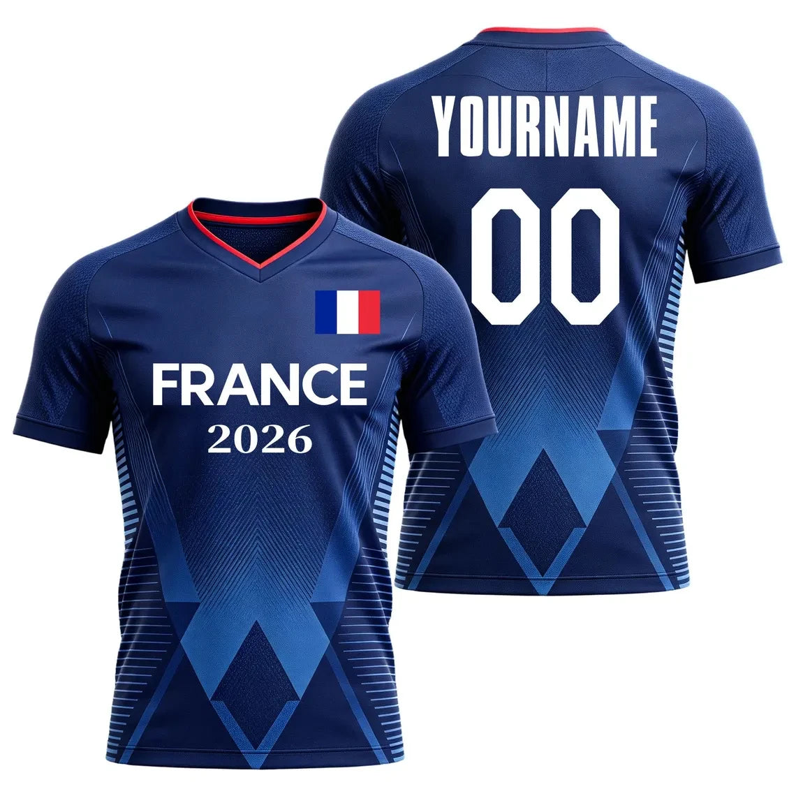 2026 France Flag Print Football Jersey Custom Name Number Quick Dry Sports Tees For Soccer Fans Training Uniform Dropshipping