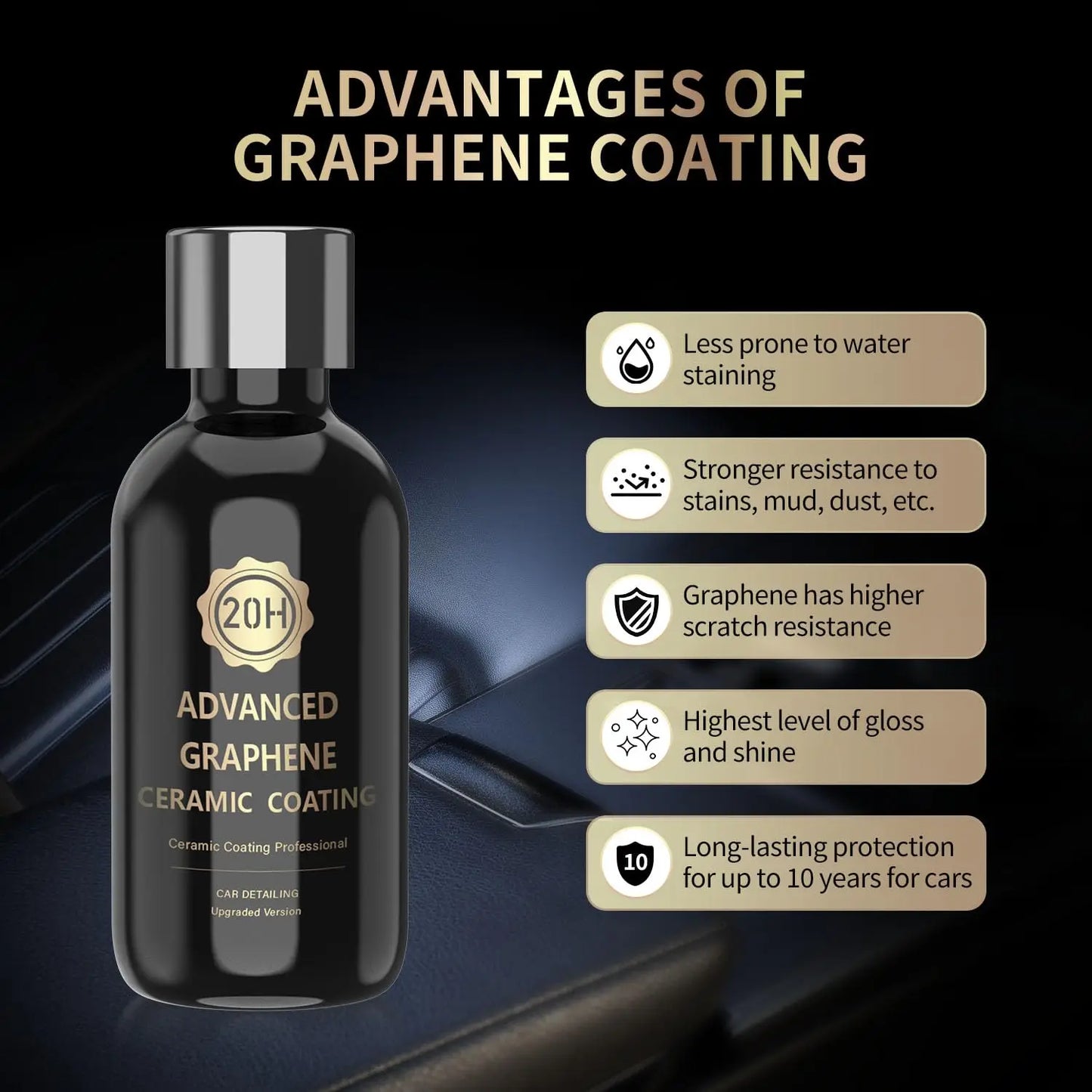 20H Graphene Ceramic Car Coating – Ultra Gloss, 10+ Year Protection