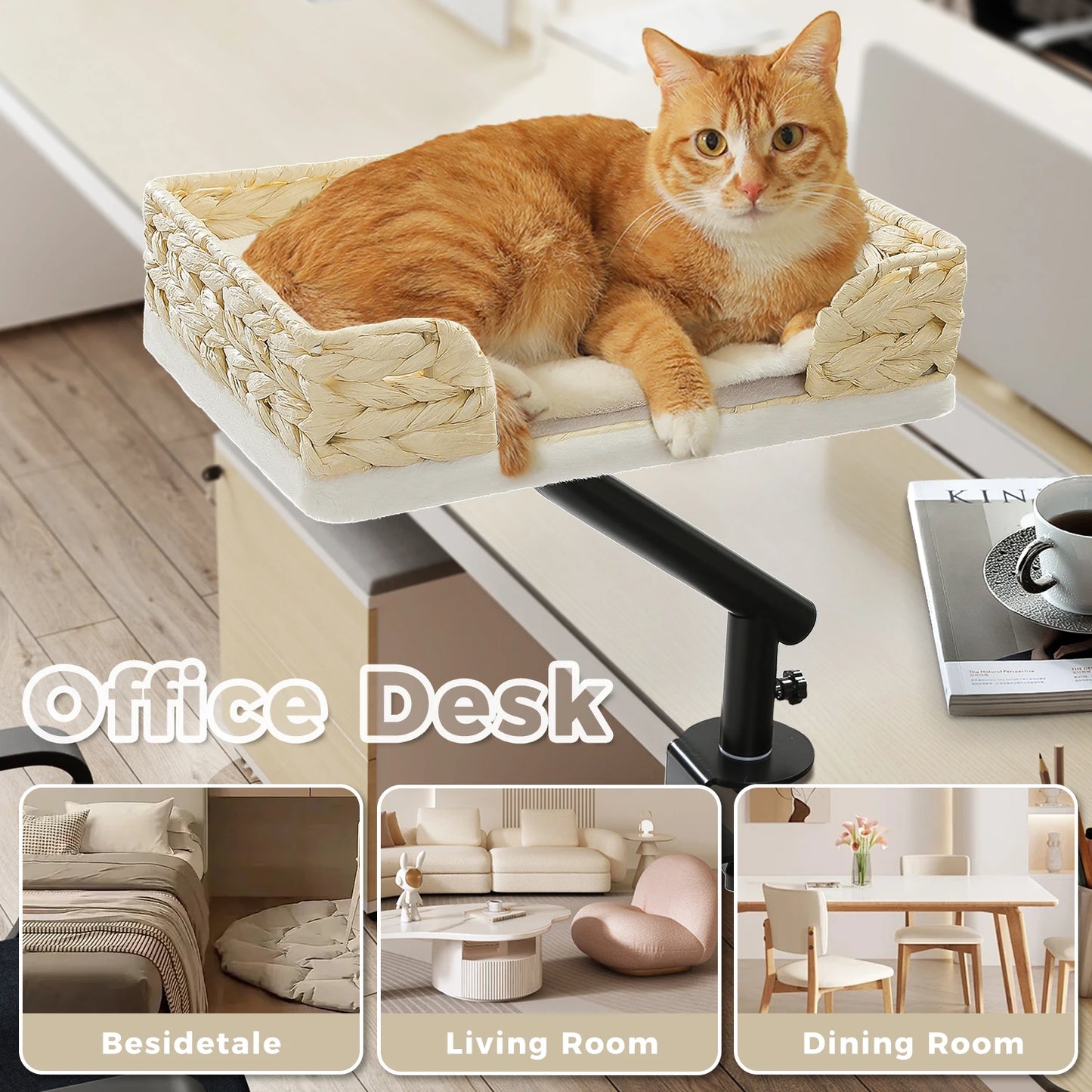 **Rotating Cat Desk Bed – Cozy 360° Cat Hammock**