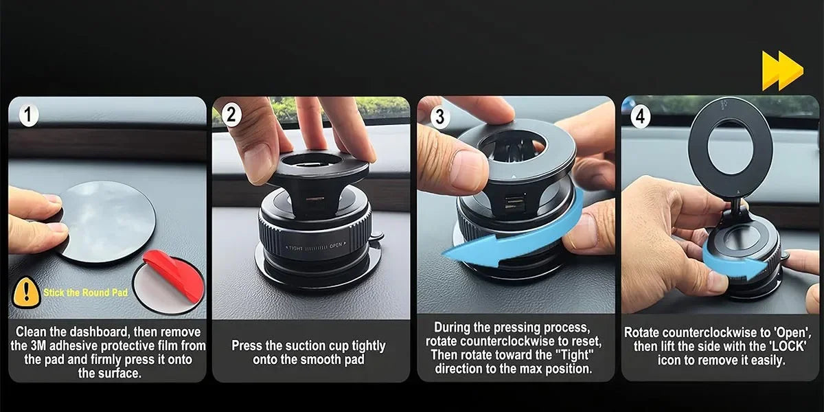 MagSafe Vacuum Magnetic Car Mount – Foldable 360° Adjustable Phone Holder