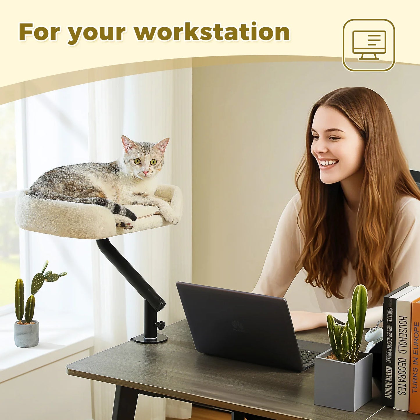 **Rotating Cat Desk Bed – Cozy 360° Cat Hammock**