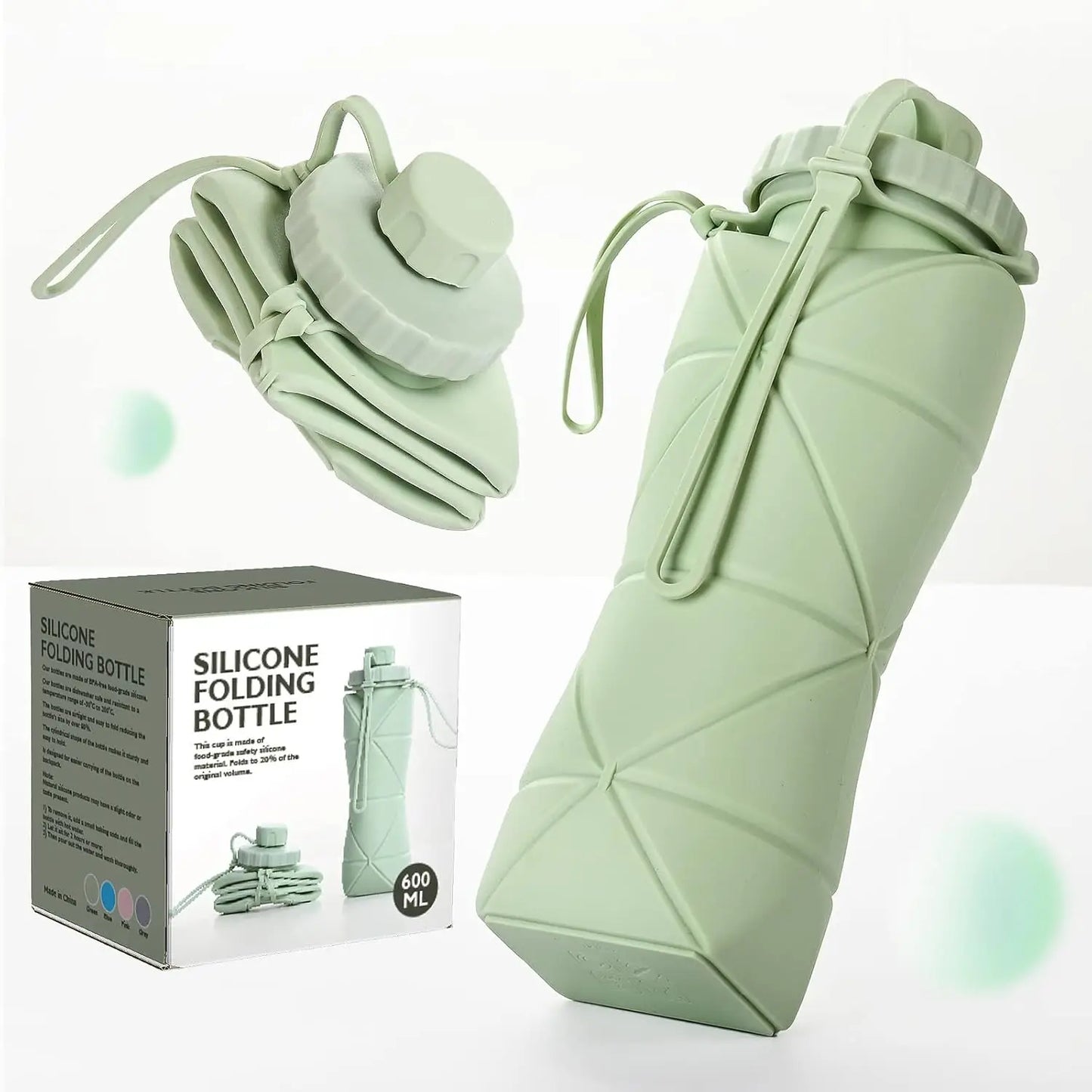 Collapsible Silicone Water Bottle – Leakproof, Foldable Travel & Outdoor Flask